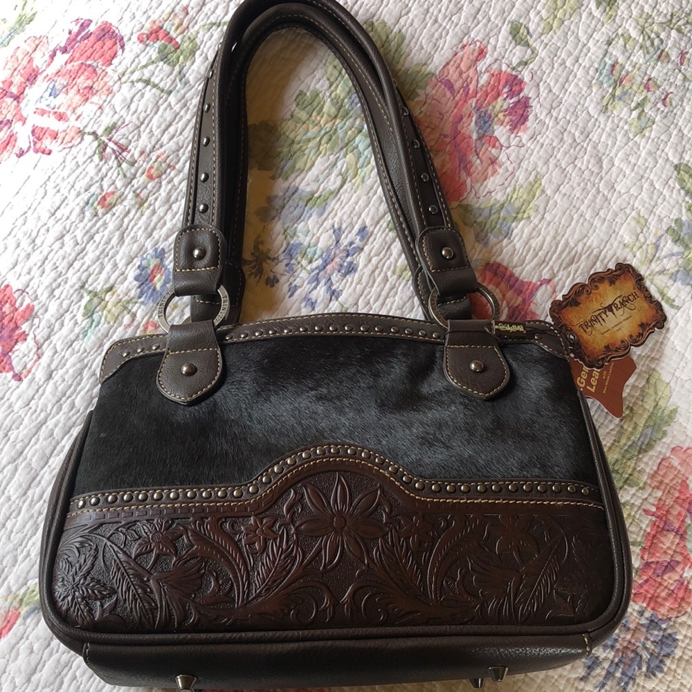 Tooled cowhide purse